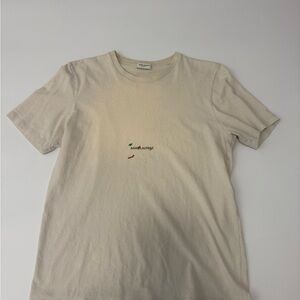 Authentic Saint Laurent Distressed Paint Men's Cream T-Shirt